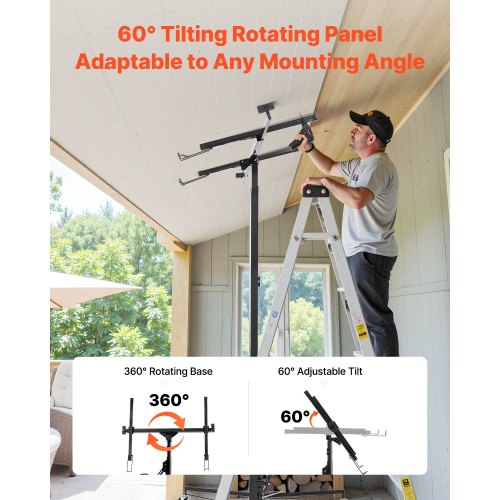 3353 mm gipslyft, kraftig 68 kg gipskivotlyft med justerbar teleskoparm, låsbara hjul, gipslyft, paneldomkraft, lyftverktyg, idealisk för tak- och vägginstallation (svart) |  EU