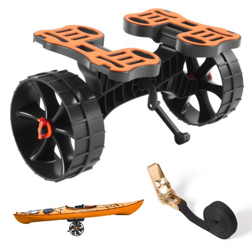 Kajakvagn, 136,1 kg lastkapacitet, Hopfällbar kajakvagn med 25,4 cm massiva gummidäck och 1 spärrrem, Paddleboardvagn för att bära kajaker, kanoter, paddleboards, flytmattor, Jon Boats |  EU
