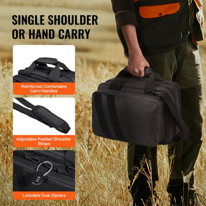 Range Bag for 2 Pistols Tactical Gun Bag 2 Inbyggd Pistol Bags Svart