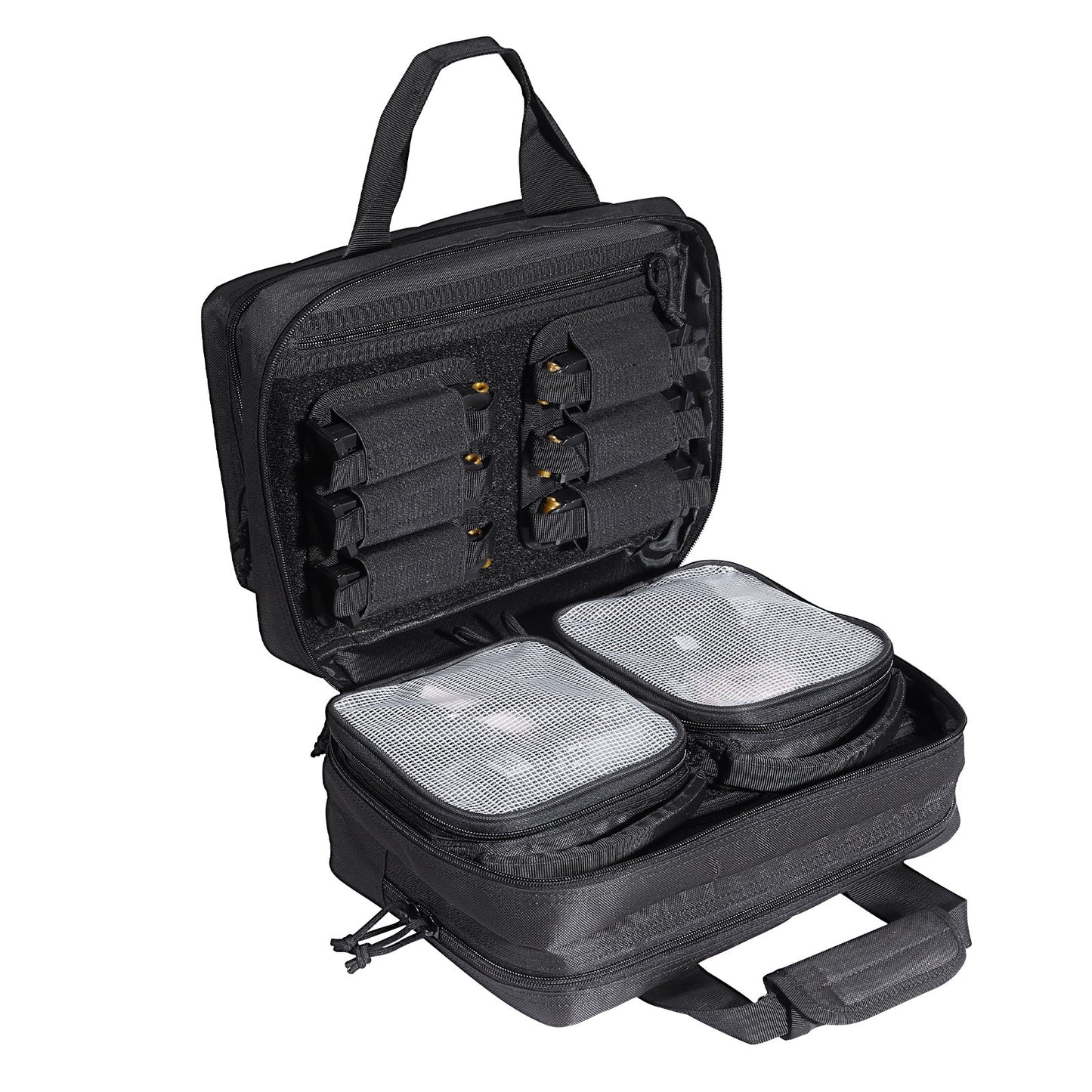 Range Bag for 2 Pistols Tactical Gun Bag 2 Inbyggd Pistol Bags Svart