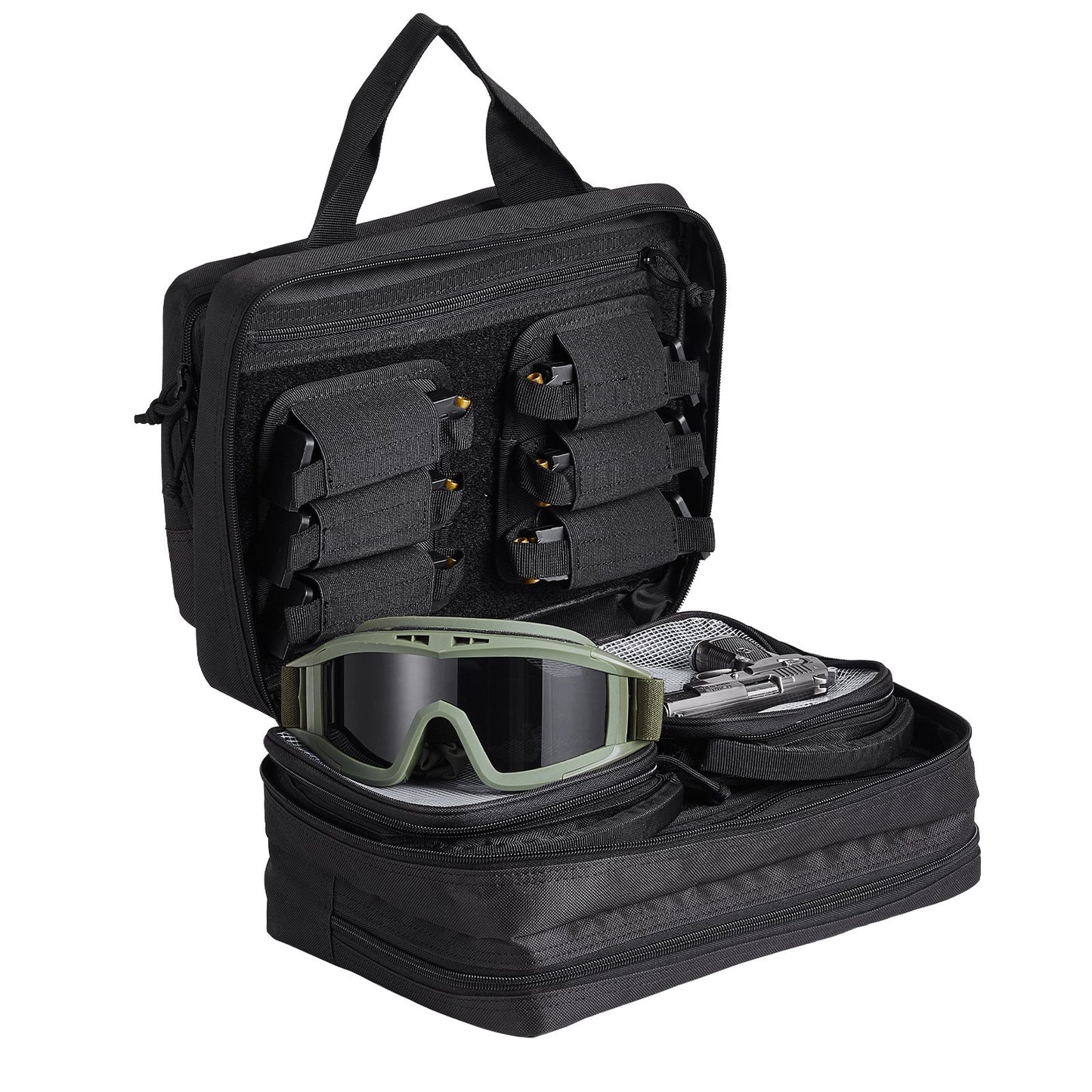 Range Bag for 2 Pistols Tactical Gun Bag 2 Inbyggd Pistol Bags Svart