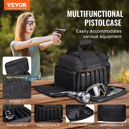 Range Bag für 4 Pistolen Tactical Gun Range Bag Einzelner Schulterstreifen Schwarz