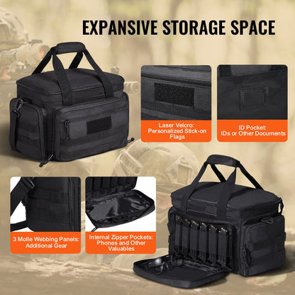 Range Bag für 4 Pistolen Tactical Gun Range Bag Einzelner Schulterstreifen Schwarz