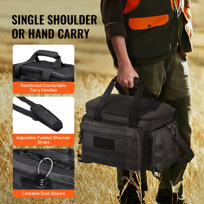 Range Bag für 4 Pistolen Tactical Gun Range Bag Einzelner Schulterstreifen Schwarz