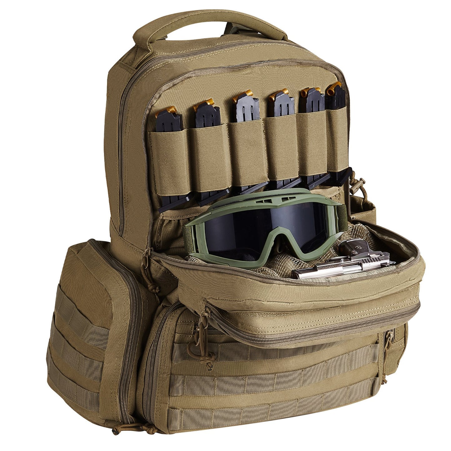 Tactical Range Ryggsäck för 6 Pistols Gun Backpack Brown