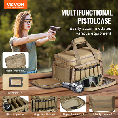 Range Bag för 4 Pistols Tactical Gun Range Bag Enkel axelremsa Brun