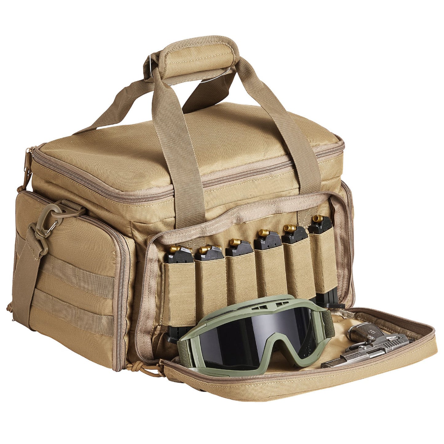 Range Bag för 4 Pistols Tactical Gun Range Bag Enkel axelremsa Brun