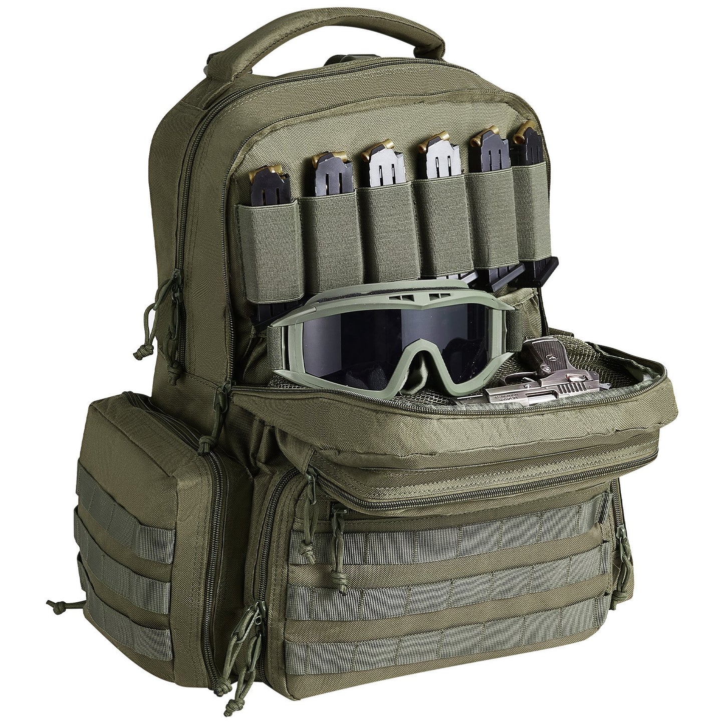 Tactical Range Ryggsäck för 6 Pistols Gun Backpack Green