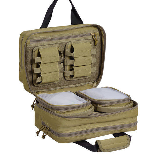 Range Bag för 2 Pistols Tactical Gun Bag 2 Inbyggda Pistol Bags Brun