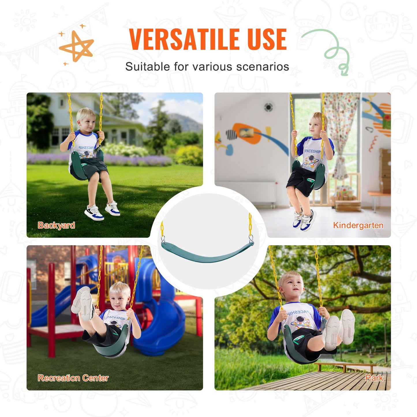 2er-Pack Schaukelstühle Schaukelersatz für Outdoor-Schaukelset 66 Zoll Kette