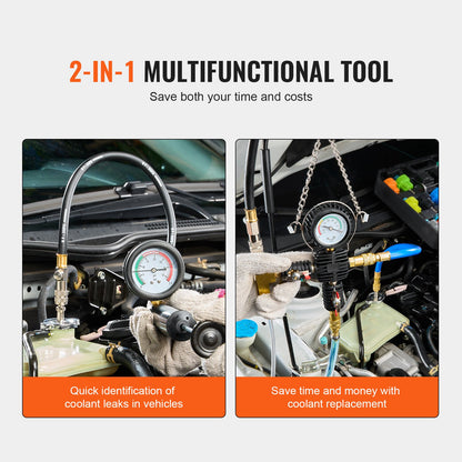 28pcs Universal Radiator Pressure Test Kit, Coolant Pressure Test Kit with Manual Pump and Color Coded Test Caps, Coolant Vacuum Filler Kit for Cars Motorcycles Trucks Cooling System