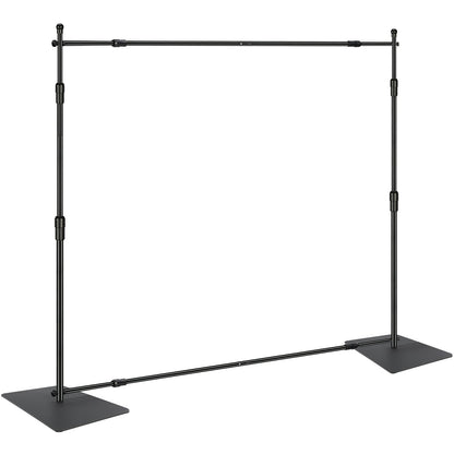 10ft x 10ft rör- och draperingsats, kraftigt bakgrundsställ med bas i kolstål, justerbart stöd för bakgrund med 6 klämmor och en bärväska för bröllop, fest, evenemang, fotografering och utställning