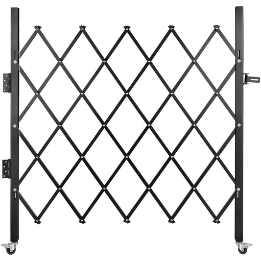 Enkel vikbar säkerhetsgrind, 48" H x 66" W vikdörrsport, dragspelssäkerhetsport i stål, flexibel expanderande säkerhetsgrind, 360° rullbarrikadport, saxport eller dörr med hänglås