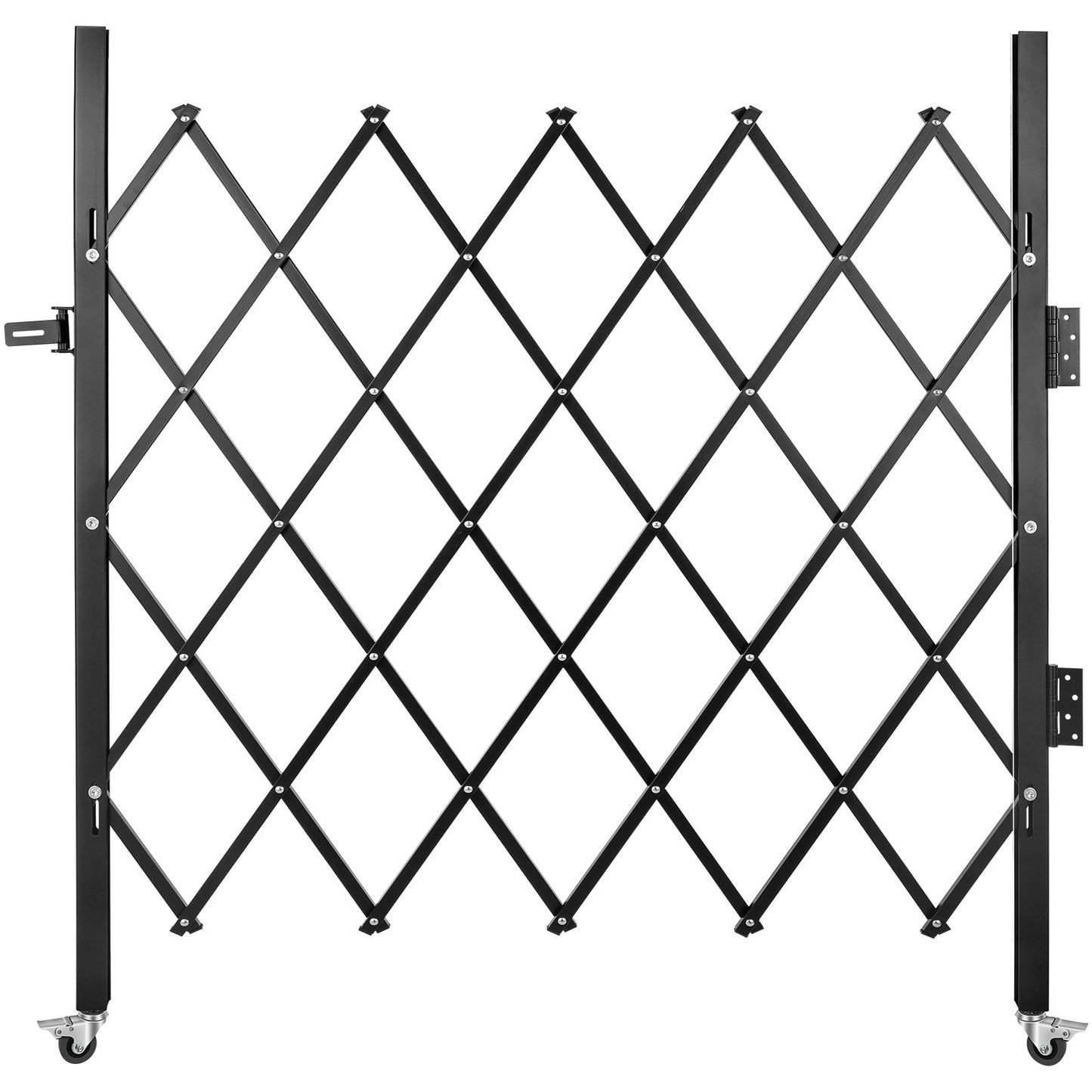Enkel vikbar säkerhetsgrind, 48" H x 66" W vikdörrsport, dragspelssäkerhetsport i stål, flexibel expanderande säkerhetsgrind, 360° rullbarrikadport, saxport eller dörr med hänglås