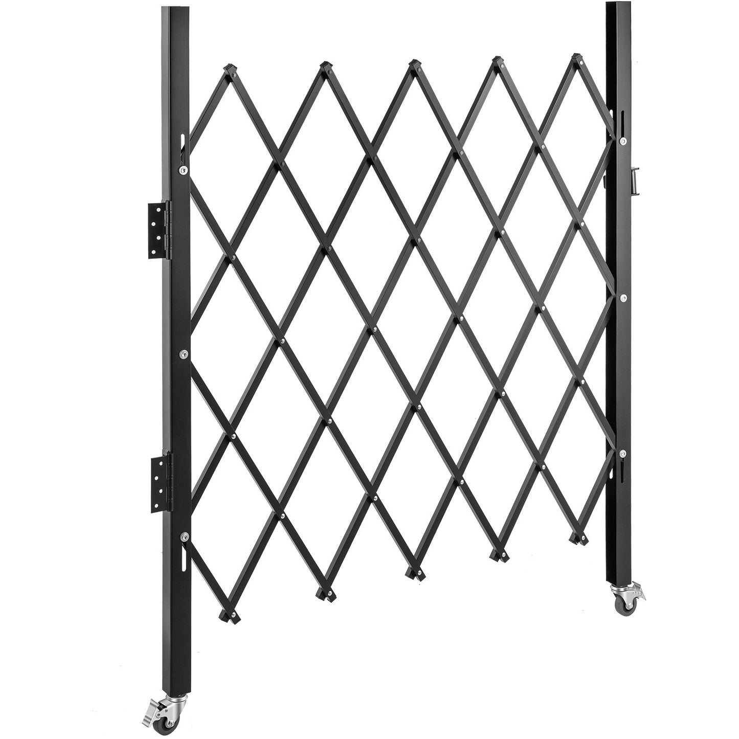 Enkel vikbar säkerhetsgrind, 48" H x 66" W vikdörrsport, dragspelssäkerhetsport i stål, flexibel expanderande säkerhetsgrind, 360° rullbarrikadport, saxport eller dörr med hänglås