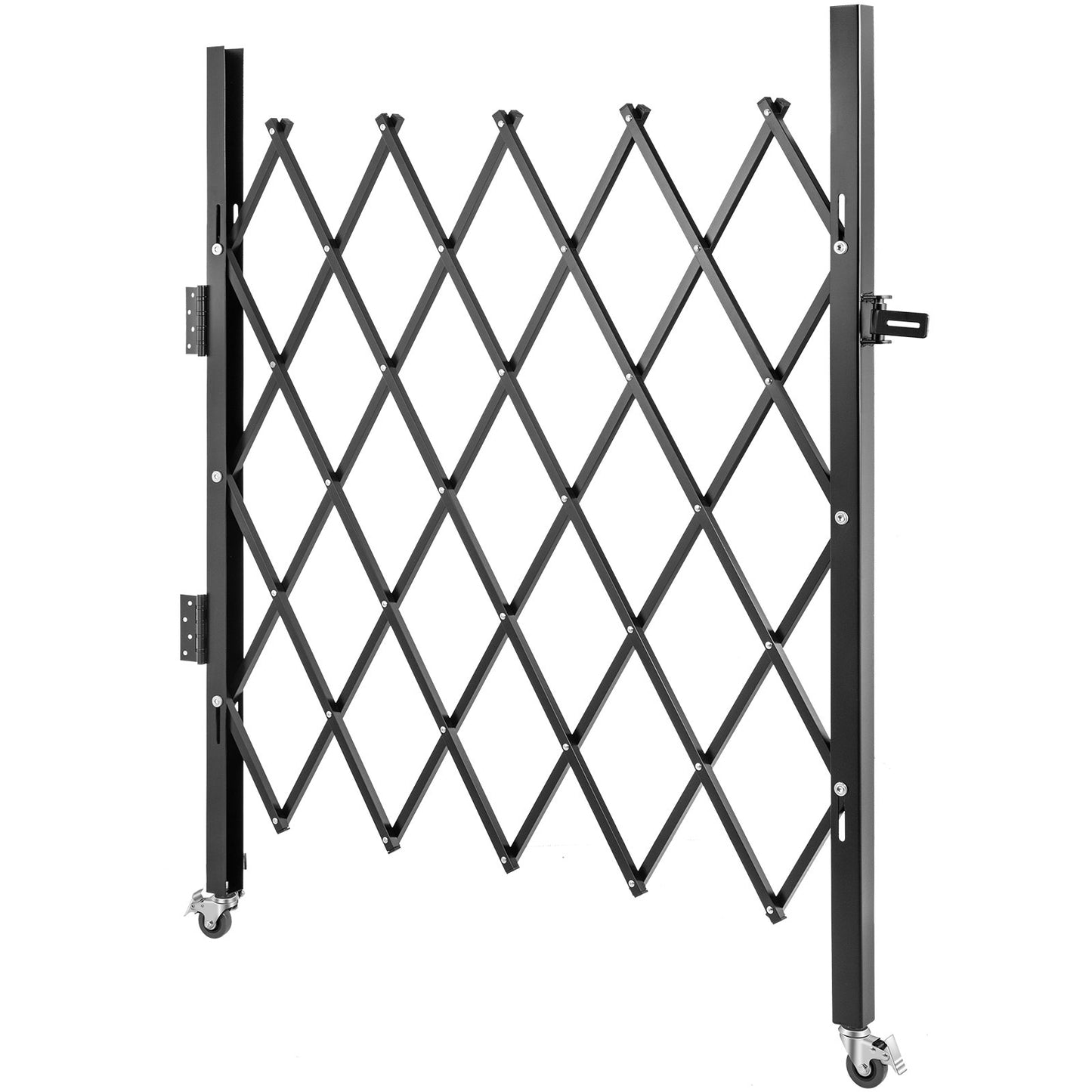 Enkel vikbar säkerhetsgrind, 48" H x 66" W vikdörrsport, dragspelssäkerhetsport i stål, flexibel expanderande säkerhetsgrind, 360° rullbarrikadport, saxport eller dörr med hänglås