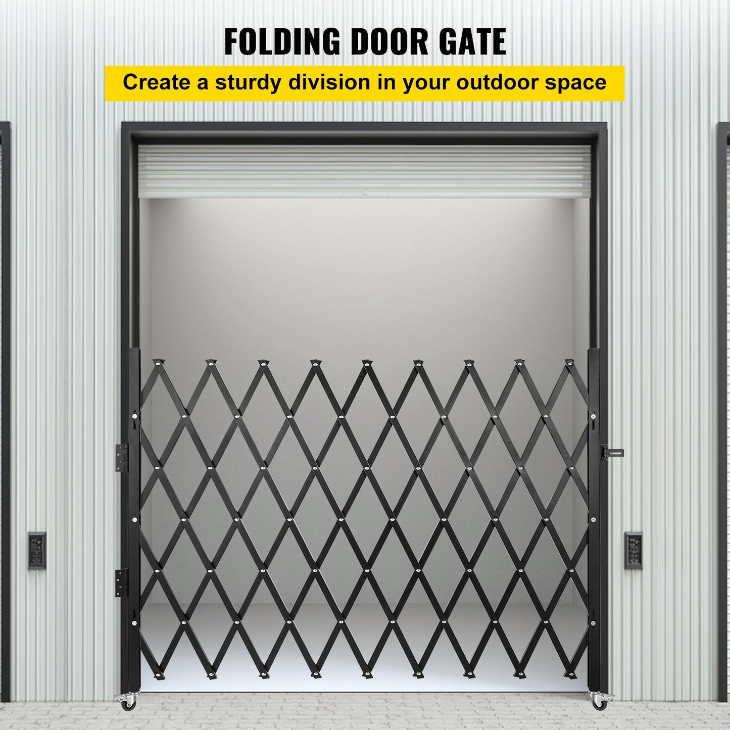 Single Folding Security Gate, 48" H x 71" W Folding Door Gate, Steel Accordion Security Gate, Flexible Expanding Security Gate, 360° Rolling Barricade Gate, Scissor Gate or Padlocked Door