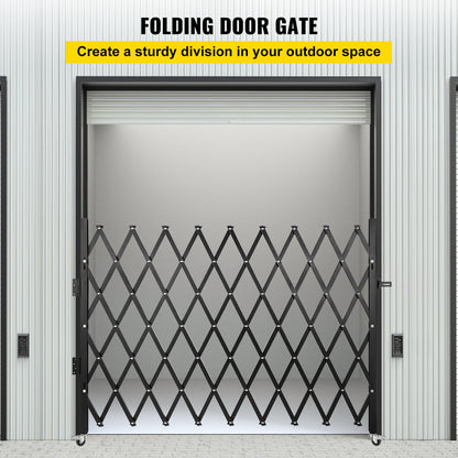 Single Folding Security Gate, 48" H x 71" W Folding Door Gate, Steel Accordion Security Gate, Flexible Expanding Security Gate, 360° Rolling Barricade Gate, Scissor Gate or Padlocked Door