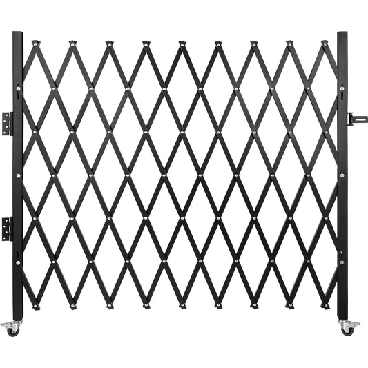 Enkel vikbar säkerhetsport, 6-1/2' H x 7-1/2' W vikdörrsport, dragspelssäkerhetsport i stål, flexibel expanderande säkerhetsgrind, 360° rullbarrikadport, saxport/dörr med hänglås