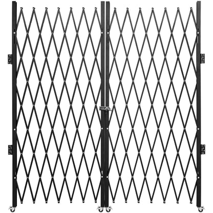 Dubbelvikbar säkerhetsgrind, 6-1/2' H x 12' W vikdörrsport, dragspelssäkerhetsport i stål, flexibel expanderande säkerhetsgrind, 360° rullbarrikadport, saxport eller dörr med nycklar