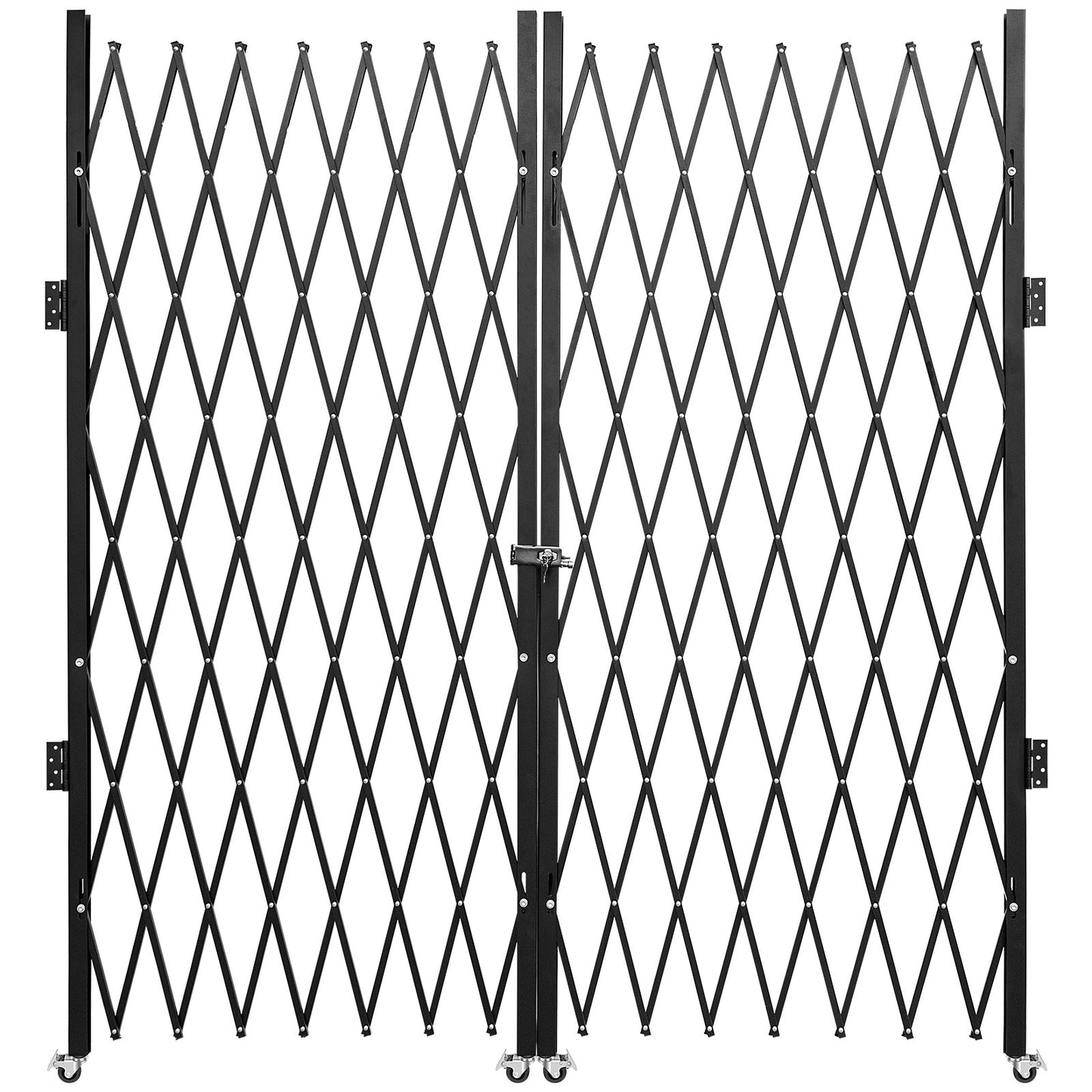 Dubbelvikbar säkerhetsgrind, 6-1/2' H x 12' W vikdörrsport, dragspelssäkerhetsport i stål, flexibel expanderande säkerhetsgrind, 360° rullbarrikadport, saxport eller dörr med nycklar