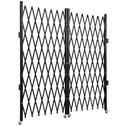 Dubbelvikbar säkerhetsgrind, 6-1/2' H x 12' W vikdörrsport, dragspelssäkerhetsport i stål, flexibel expanderande säkerhetsgrind, 360° rullbarrikadport, saxport eller dörr med nycklar