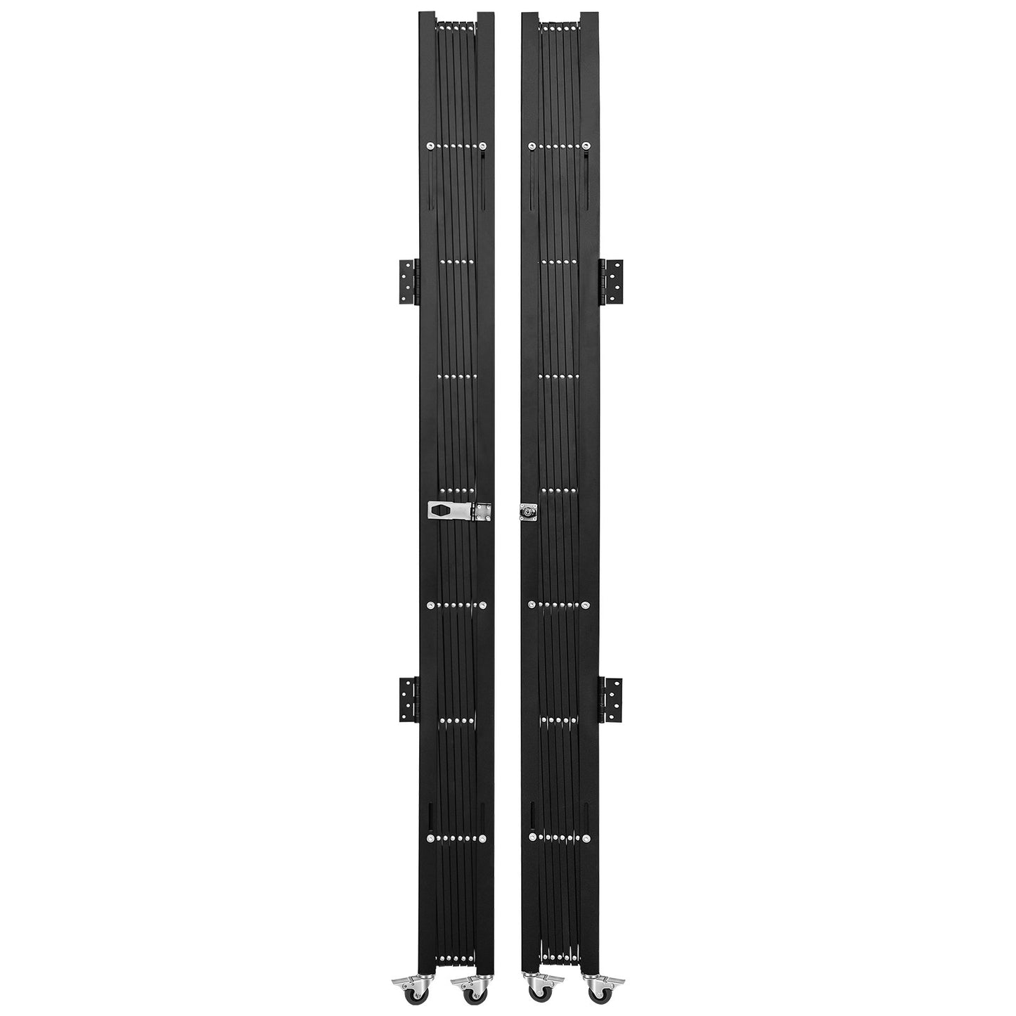 Dubbelvikbar säkerhetsgrind, 6-1/2' H x 12' W vikdörrsport, dragspelssäkerhetsport i stål, flexibel expanderande säkerhetsgrind, 360° rullbarrikadport, saxport eller dörr med nycklar