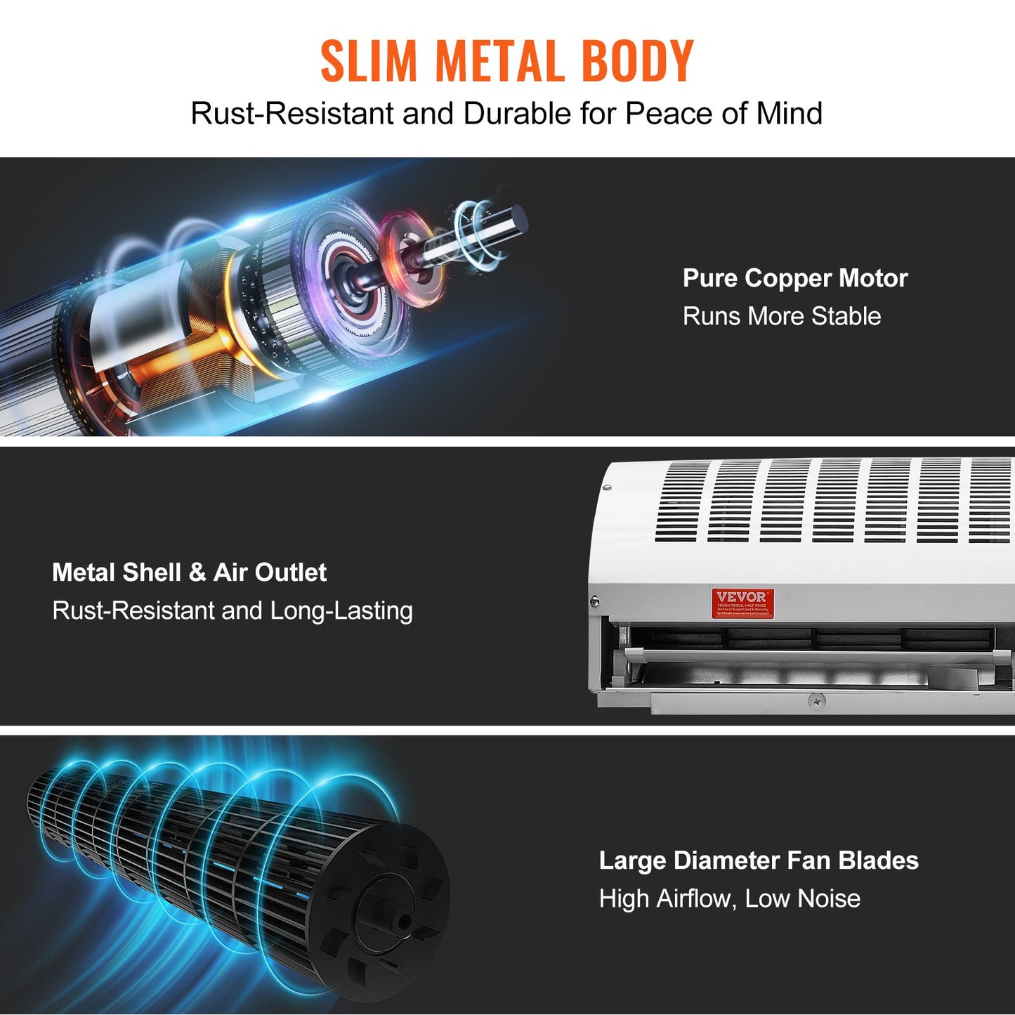 0,9 m kommersiell inomhusluftridå Super Power 2 hastigheter 2038m³/h, UL-certifierade väggmonterade luftridåer för dörrar, inomhus-överdörrfläkt med kraftig gränslägesbrytare, enkelinstallerad ouppvärmd