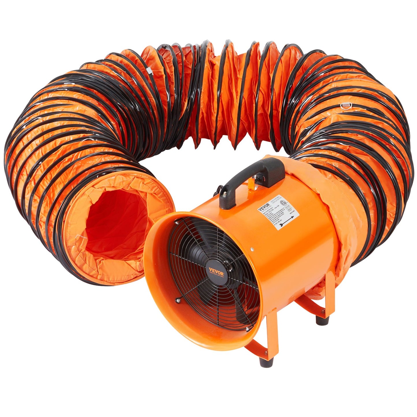 Portable Ventilator, 254mm Heavy Duty Cylinder Fan with 10m Duct Hose, 300W Strong Shop Exhaust Fan 1720CFM, Industrial Utility Fan for Extracting Dust, Smoke, Smoke Home/Workplace