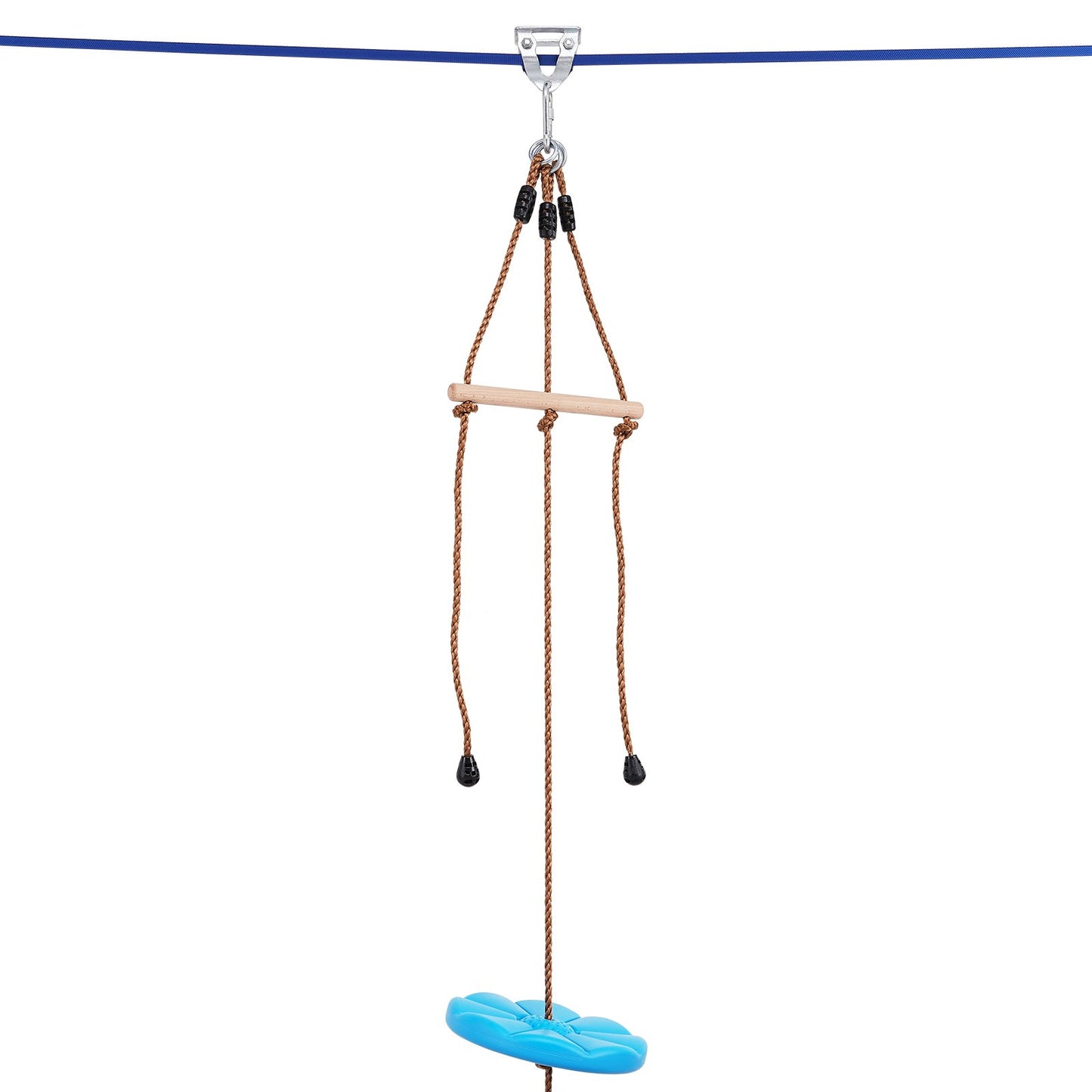 Zipline Kit för barn och vuxna, 52 ft Zip Line Kits upp till 330 lb, Backyard Outdoor Quick Setup Zipline, Lekplatsunderhållning med Zipline, nylonsäkerhetssele, säte och styre