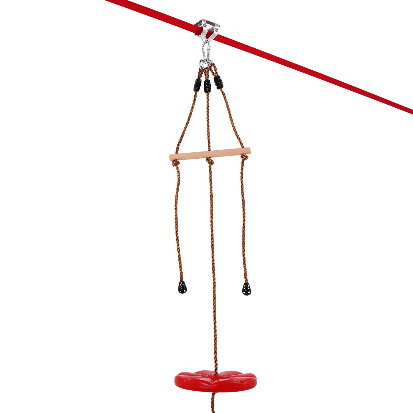 Zipline Kit för barn och vuxna, 65 ft Zip Line Kits upp till 330 lb, Backyard Outdoor Quick Setup Zipline, Lekplatsunderhållning med Zipline, nylonsäkerhetssele, säte och styre