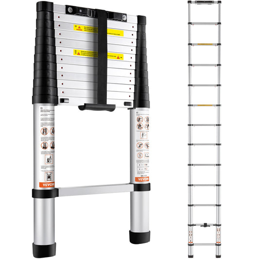 Telescopic Ladder Aluminum Extension Step 12.5 Feet Portable Multi-Purpose