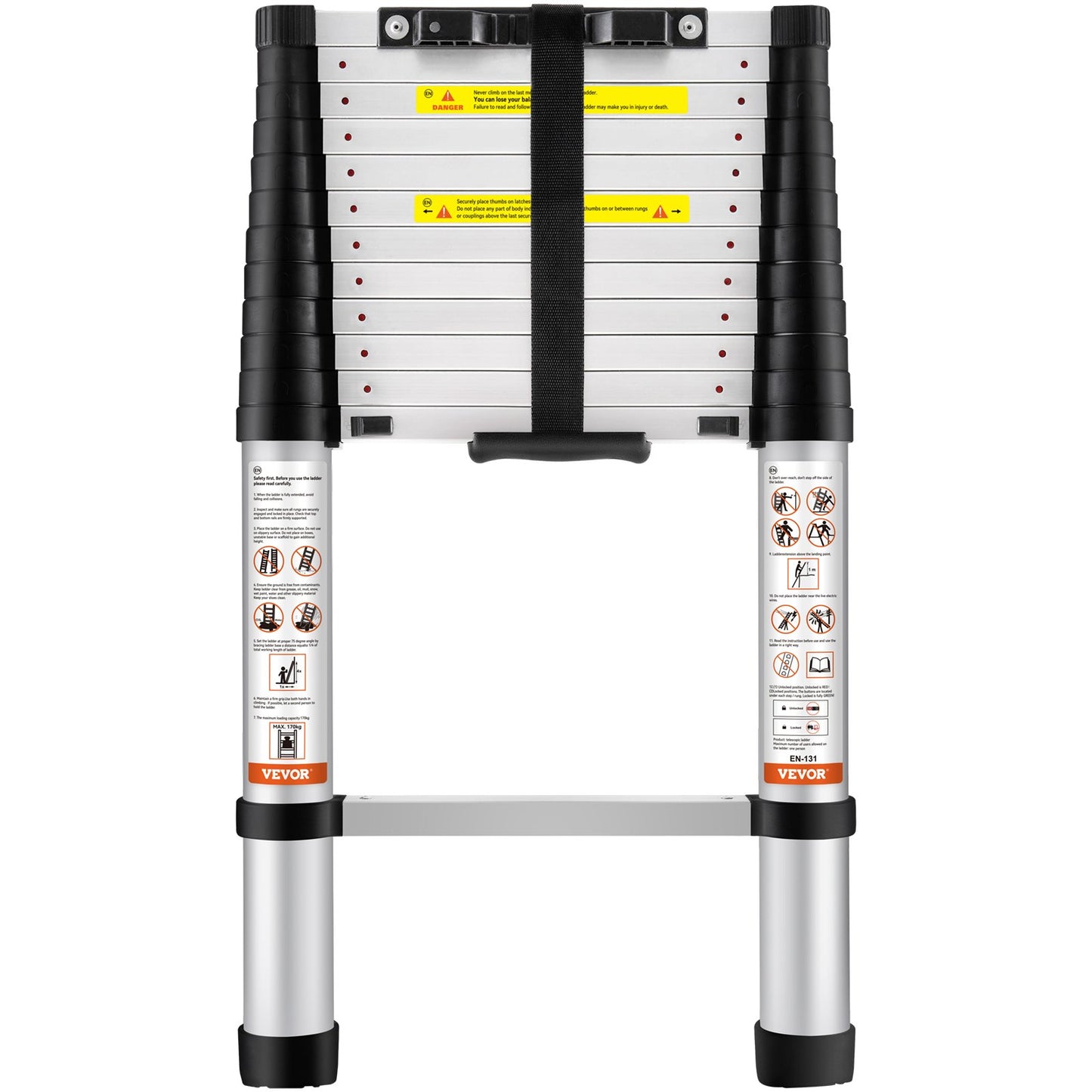 Telescopic Ladder Aluminum Extension Step 12.5 Feet Portable Multi-Purpose
