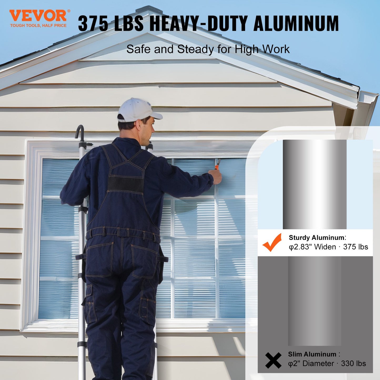 Teleskopförlängningsstege 20,3 FT Multi-knapps indragning 375 LBS