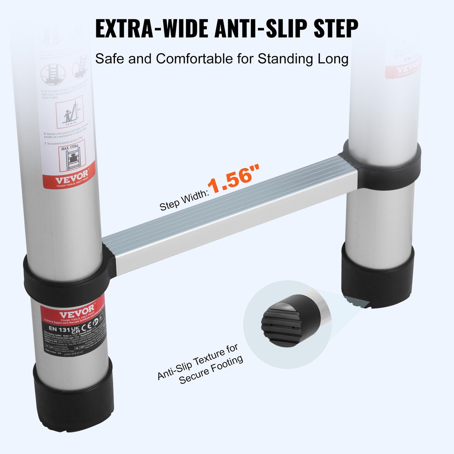 Teleskopförlängningsstege 20,3 FT Multi-knapps indragning 375 LBS