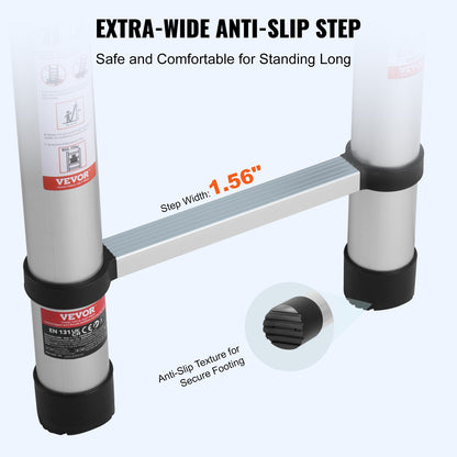 Teleskopförlängningsstege 20,3 FT Multi-knapps indragning 375 LBS