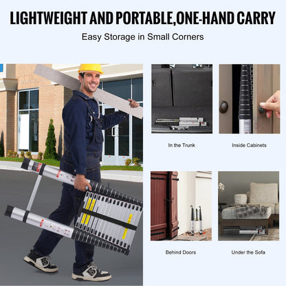 Teleskopförlängningsstege 20,3 FT Multi-knapps indragning 375 LBS