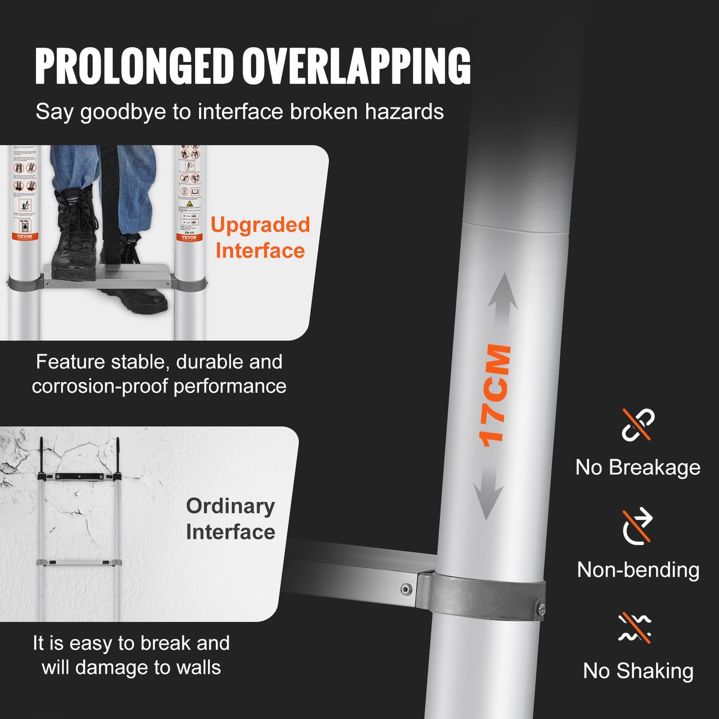 Telescopic Ladder Aluminum Extension Step 18.5 Feet Portable Multi-Purpose