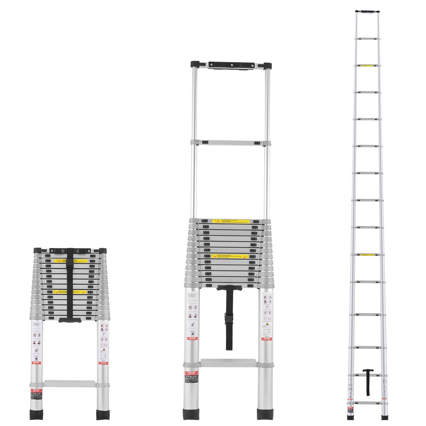 Teleskopförlängningsstege 20,3 FT Multi-knapps indragning 419 LBS
