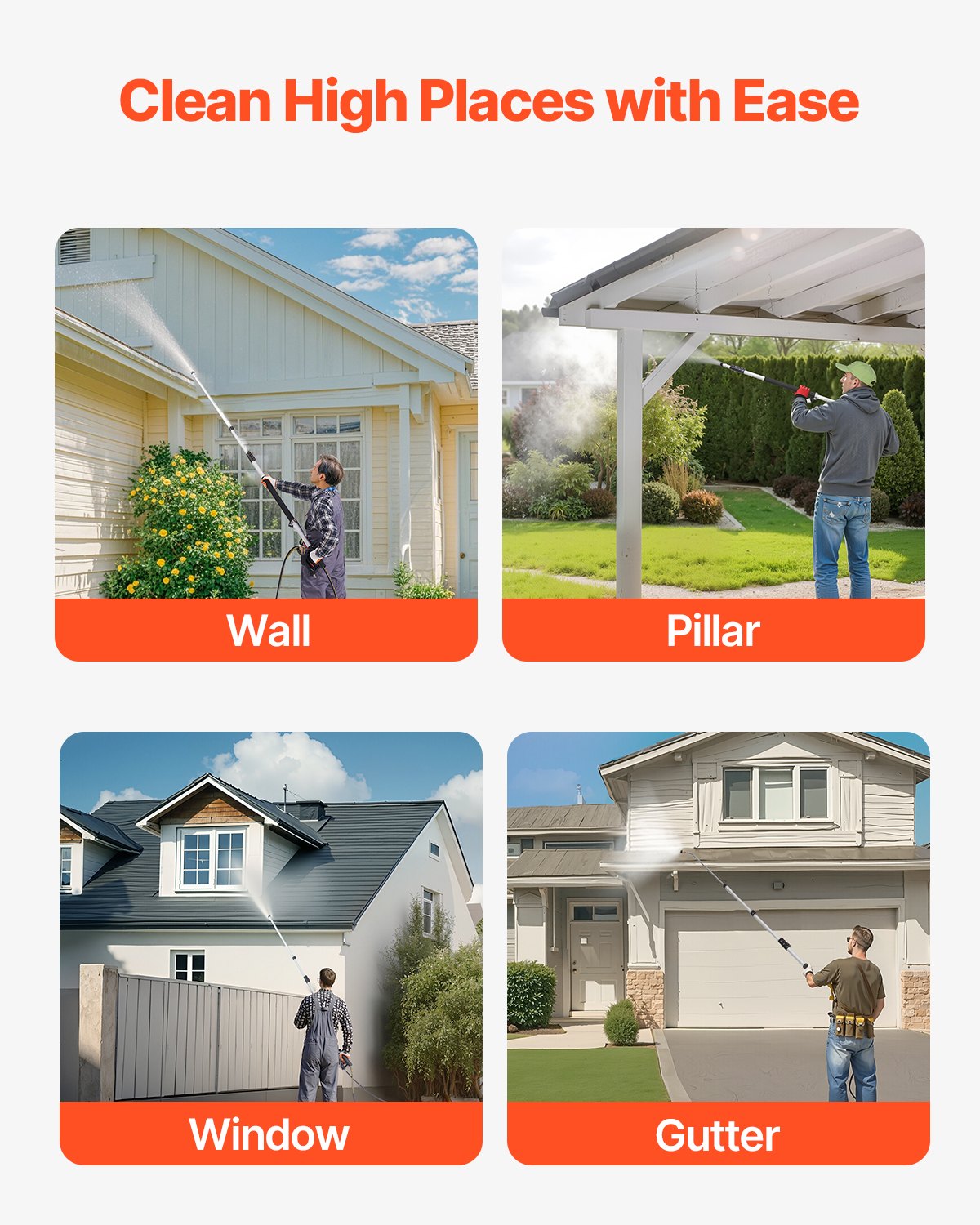 High pressure washer telescopic wand 21 feet brush head telescopic spray wand