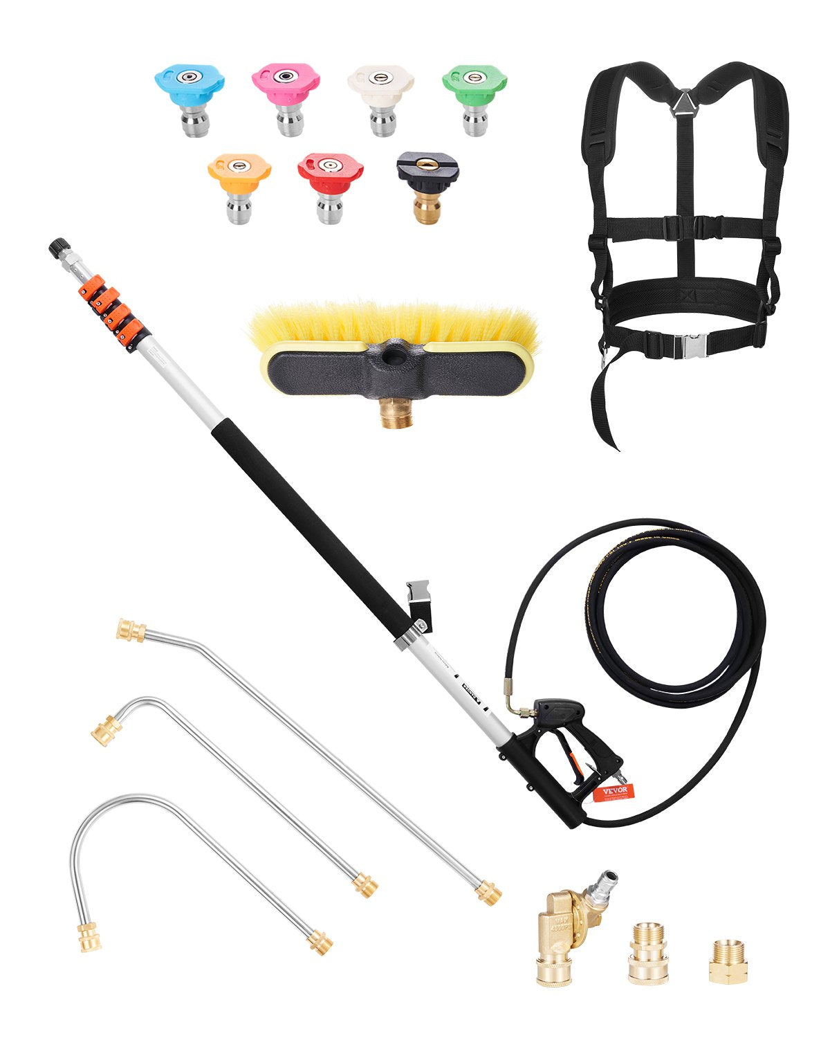 High pressure washer telescopic wand 21 feet brush head telescopic spray wand