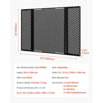 Skydd för husbilsdörr, justerbar från 558,8–800 mm, justerbart dörrgaller, enkel att installera, förstärkta, andningsbara bikakehål, järnskydd för husdjur, svart |  EU