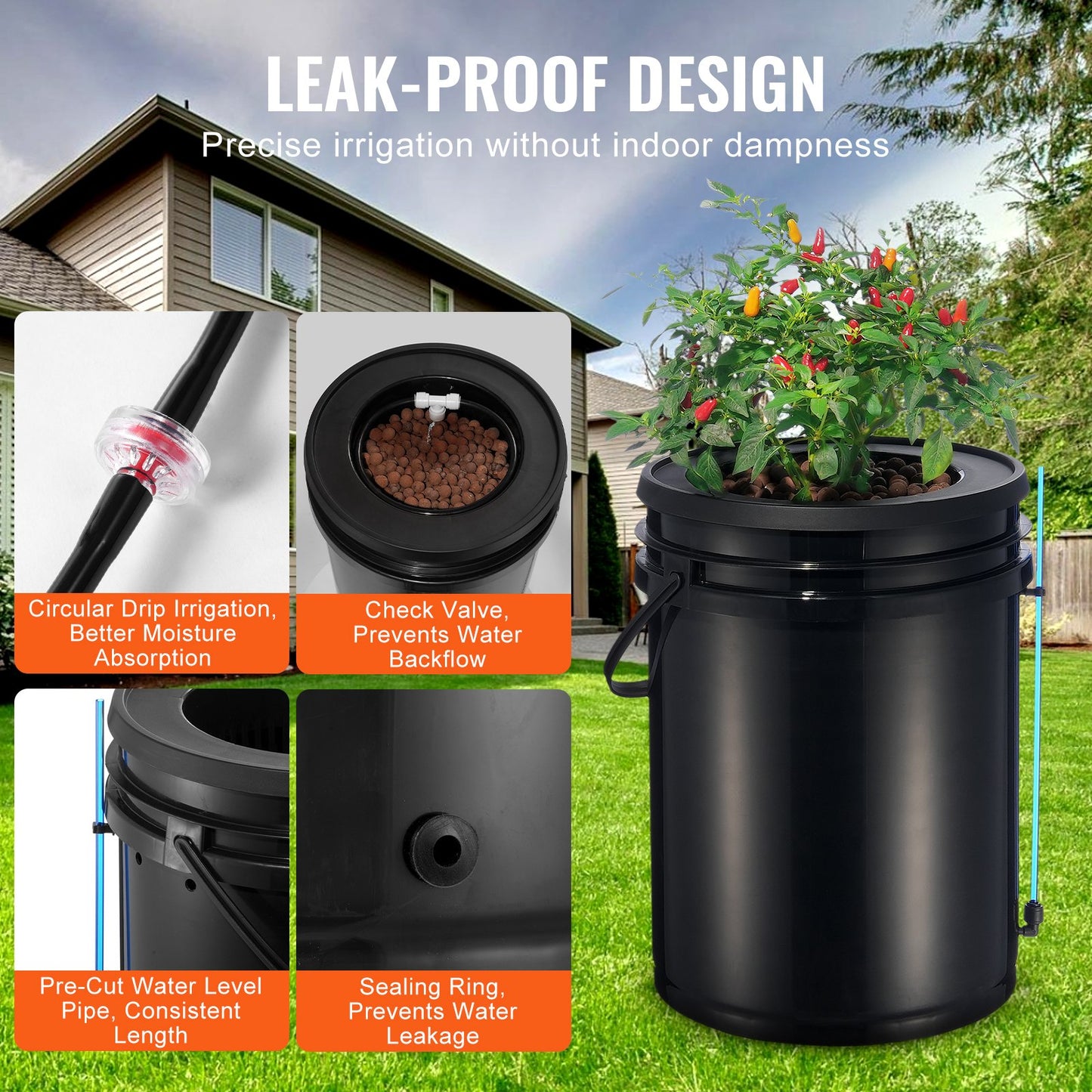 DWC Hydroponics Grow System Djupvattenkultur med toppdropp 1 hink 5Gal