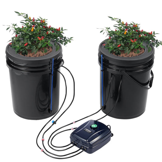DWC Hydroponics Grow System Djupvattenkultur med Top Drip 2 hinkar
