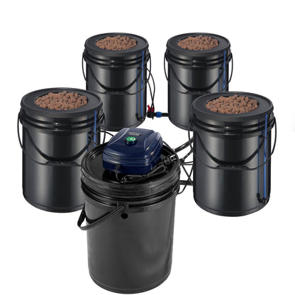RDWC Hydroponics System recirculating deep water culture 4 buckets 5 gal