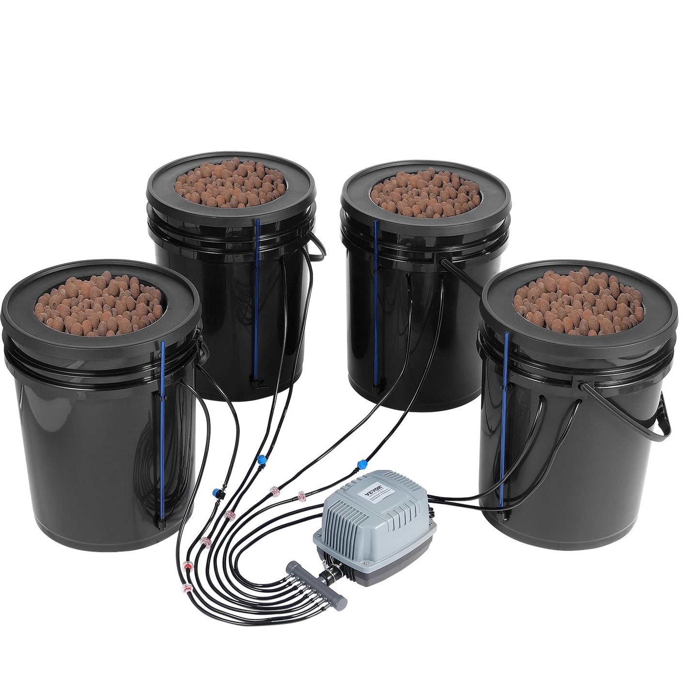 DWC Hydroponics Grow System Deep Water Culture mit Top Drip 4 Eimer
