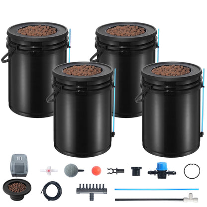 DWC Hydroponics Grow System Deep Water Culture mit Top Drip 4 Eimer