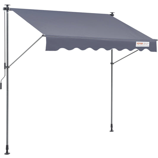 Manuell infällbar markis, 118" utfällbar uteplats markis solskydd, justerbar uteplats dörr Fönster markis kapell med 39" solskyddsgardin för bakgård, trädgård, balkong