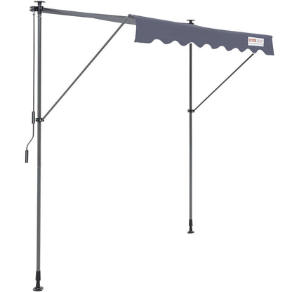 Manuell infällbar markis, 118" utfällbar uteplats markis solskydd, justerbar uteplats dörr Fönster markis kapell med 39" solskyddsgardin för bakgård, trädgård, balkong