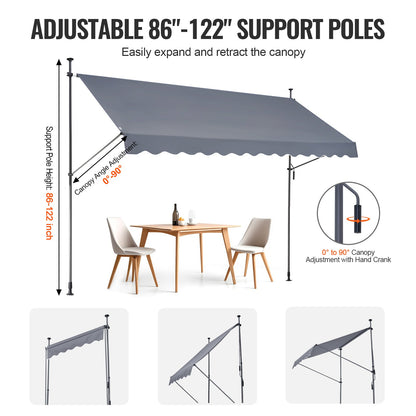 138x47" uteplatsmarkis Infällbar markis solskyddsskydd med vev